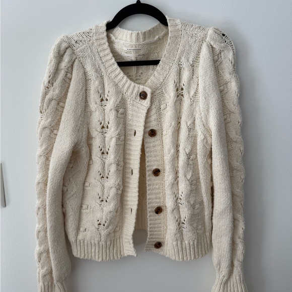 Anthropologie Sweaters - Anthropologie Cream Cable Knit Button-Front Women's Sweater Cardigan